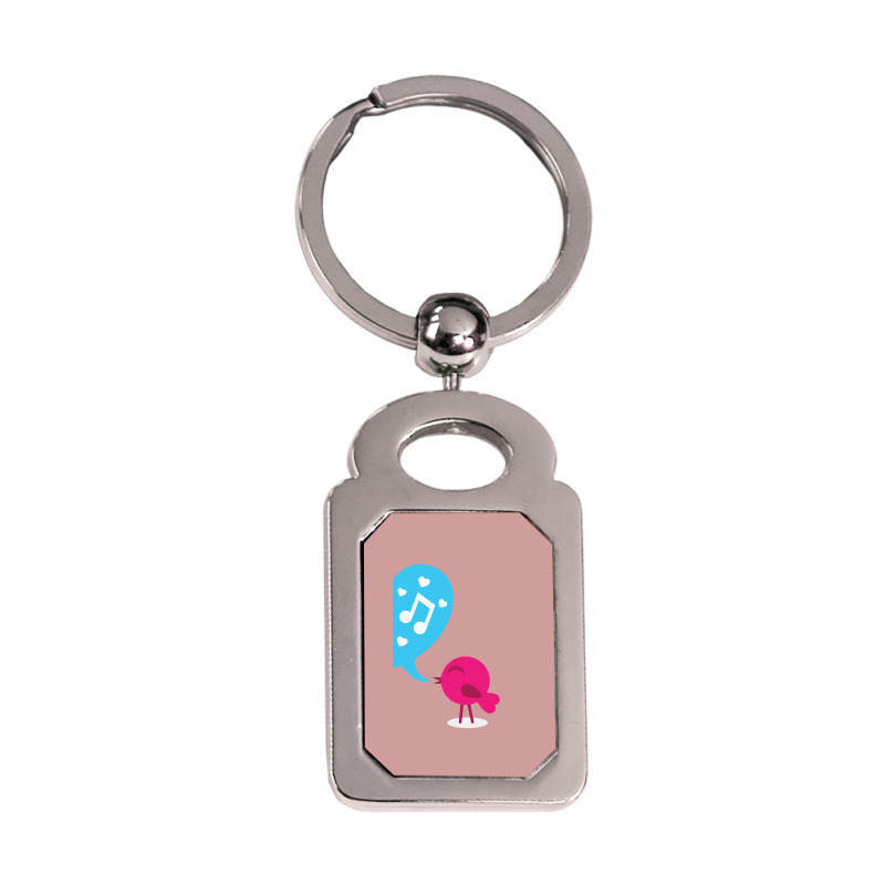 Love Bird Silver Rectangle Keychain | Artistshot