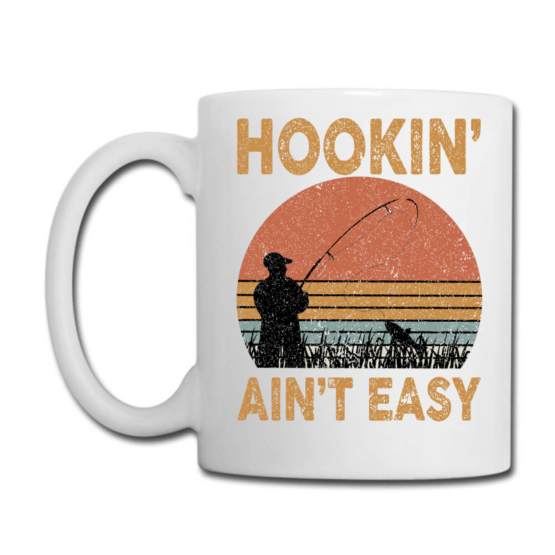 Hookin' Ain'T Easy Funny Fishing Gifts For Fisherman Camping Ceramic Coffee  Black Mugs