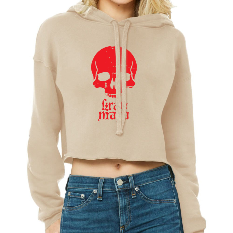 Distressed Krav Maga Skull Cropped Hoodie by gunungduwure | Artistshot