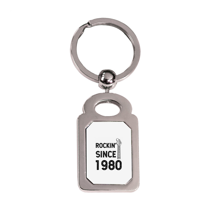 Gift For 40 Year Old: Classic Rock 1980 40th Birthday Silver Rectangle Keychain | Artistshot