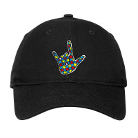 Asl Love Sign Language Autism Gift Awareness Support Autism Adjustable Cap | Artistshot