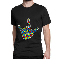 Asl Love Sign Language Autism Gift Awareness Support Autism Classic T-shirt | Artistshot