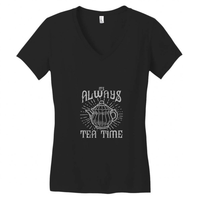 It's Always Tea Time, Vintage Retro Design Women's V-Neck T-Shirt by yaktubu | Artistshot