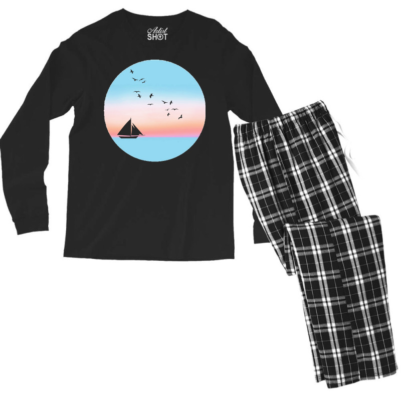 Sailboat T  Shirt Sailing Into The Sunset T  Shirt Men's Long Sleeve Pajama Set | Artistshot