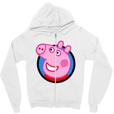 Cool Peppa Pig Smile Zipper Hoodie Designed By Miniswaless