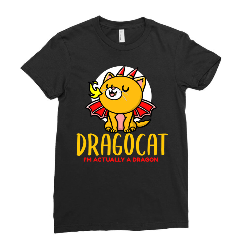 Cat Kitty Dragon Cat Cute Black Cat Ladies Fitted T-Shirt by offensejuggler | Artistshot