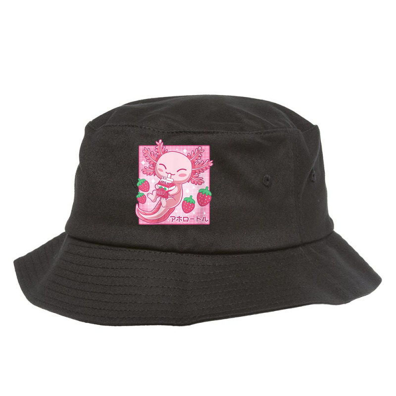 Womens Kawaii Axolotl Strawberry Milk Shake Carton Japanese Anime V Ne Bucket Hat by emaliekrein | Artistshot