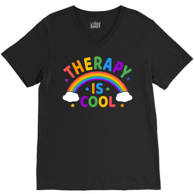 Therapy Is Cool ! End The Stigma Mental Health Awareness Pullover Hood V-neck Tee Designed By Carsynnbastardi1