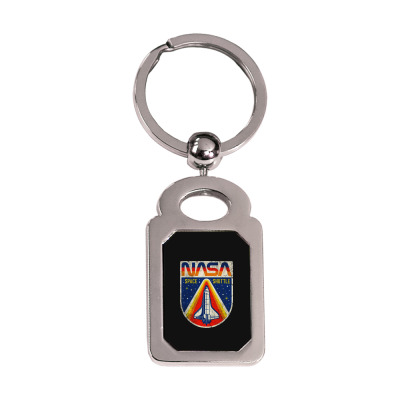 Nasa Vintage Silver Rectangle Keychain Designed By Colorfull Art