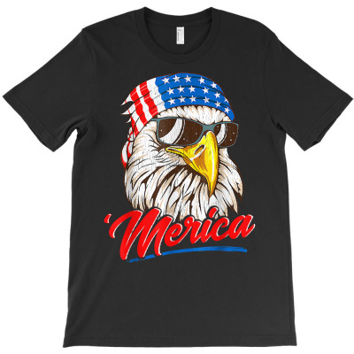 Bald Eagle Merica 80s Mullet Eagle America Usa 4th Of July T Shirt T-shirt Designed By Alanrache