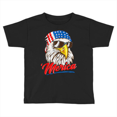 Bald Eagle Merica 80s Mullet Eagle America Usa 4th Of July T Shirt Toddler T-shirt Designed By Alanrache