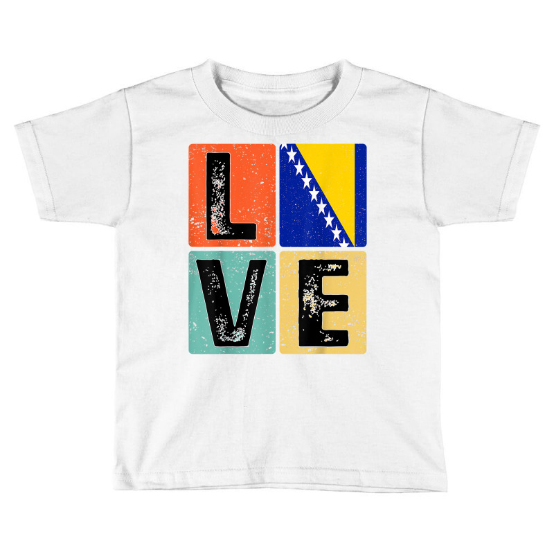 Vintage Retro I Love Bosnia Flag For Bosnian Pride Gift T Shirt Toddler T-shirt by ayedencoplon | Artistshot