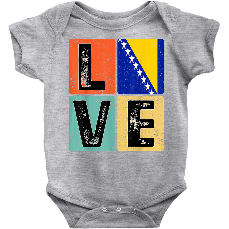 Vintage Retro I Love Bosnia Flag For Bosnian Pride Gift T Shirt Baby Bodysuit by ayedencoplon | Artistshot