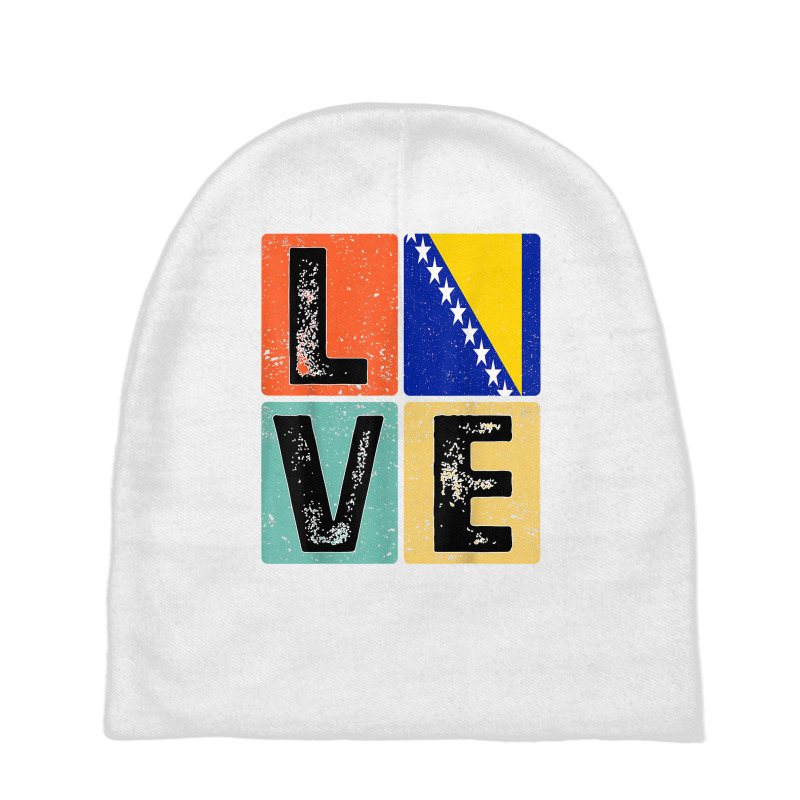 Vintage Retro I Love Bosnia Flag For Bosnian Pride Gift T Shirt Baby Beanies by ayedencoplon | Artistshot