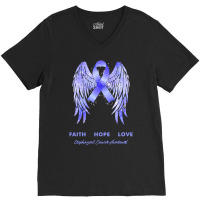 Esophageal Cancer T Shirtfaith Hope Love Esophageal Cancer Awareness W V-neck Tee | Artistshot