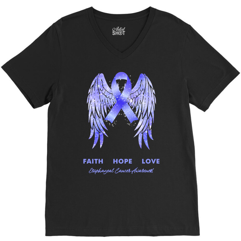 Esophageal Cancer T Shirtfaith Hope Love Esophageal Cancer Awareness W V-Neck Tee by rico96716 | Artistshot