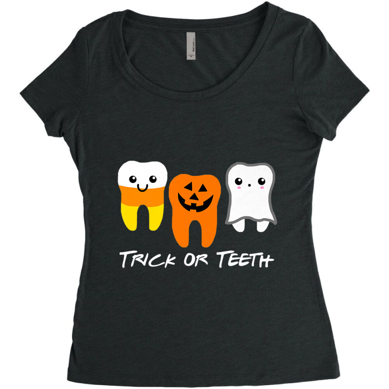 Trick Or Teeth Cute Dental Halloween Women's Triblend Scoop T-shirt by kakashop | Artistshot