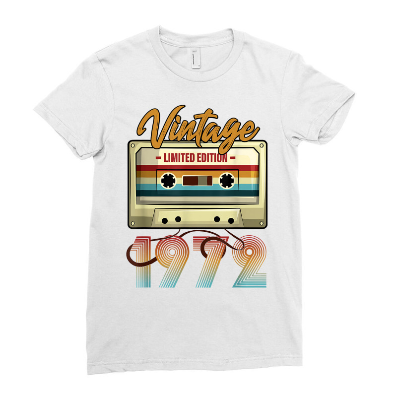 Vintage 1972 49th Birthday Cassette Tape For Men Women B Day Long Slee Ladies Fitted T-Shirt by oluwafemimccullers | Artistshot