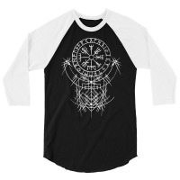 Vegvísir Viking Compass (on Back)   Vegvisir Vikings T Shirt 3/4 Sleeve Shirt | Artistshot