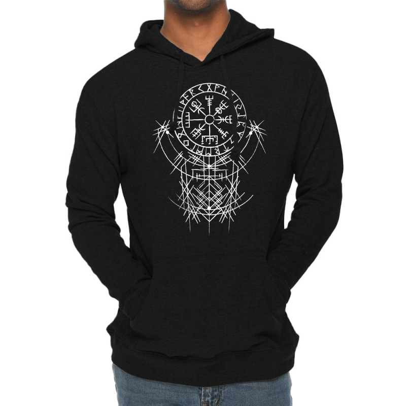 Vegvísir Viking Compass (on Back)   Vegvisir Vikings T Shirt Lightweight Hoodie by kadejahdomenick | Artistshot