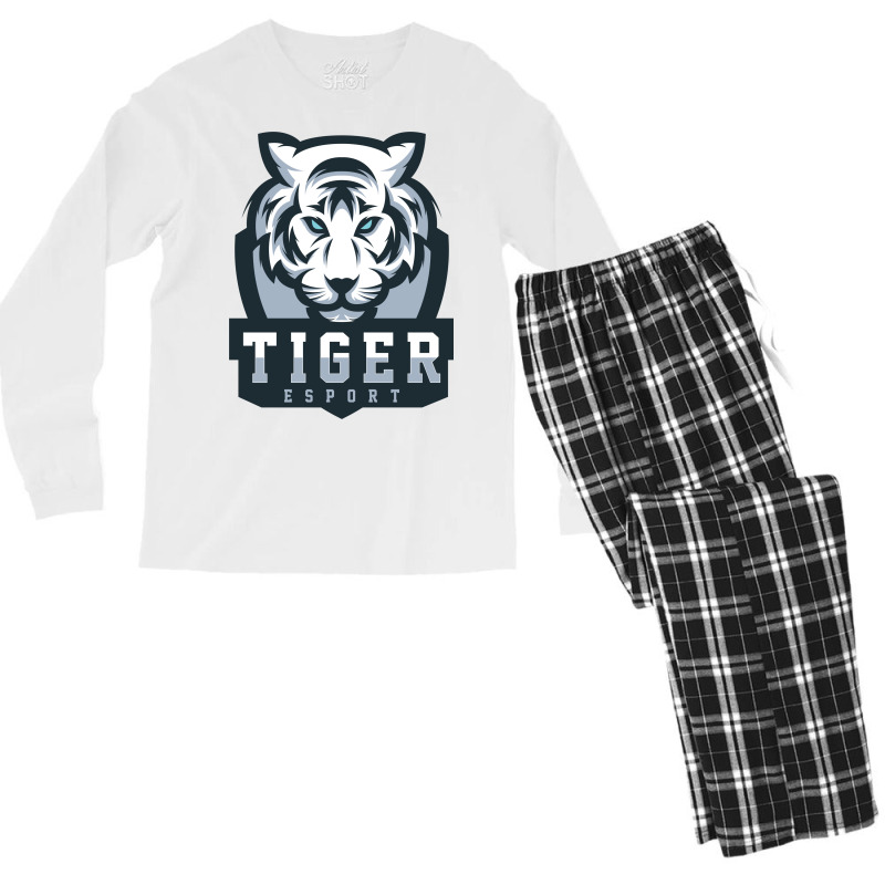 Tiger Head Vector Men's Long Sleeve Pajama Set | Artistshot