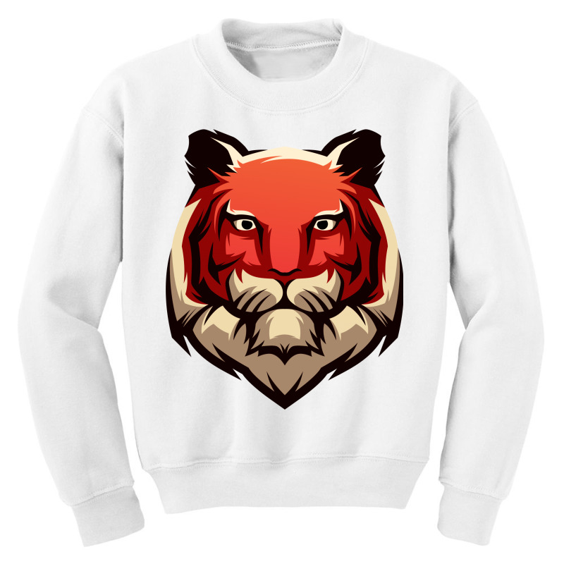 Tiger Head Vector Youth Sweatshirt by Chiks | Artistshot