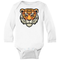 Tiger Head Vector Long Sleeve Baby Bodysuit | Artistshot