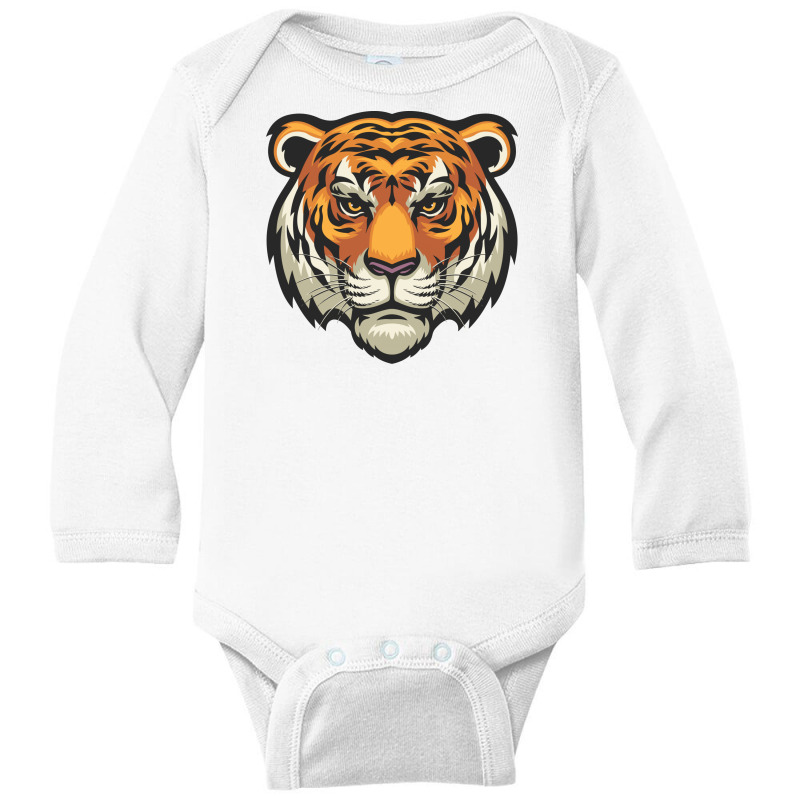 Tiger Head Vector Long Sleeve Baby Bodysuit | Artistshot