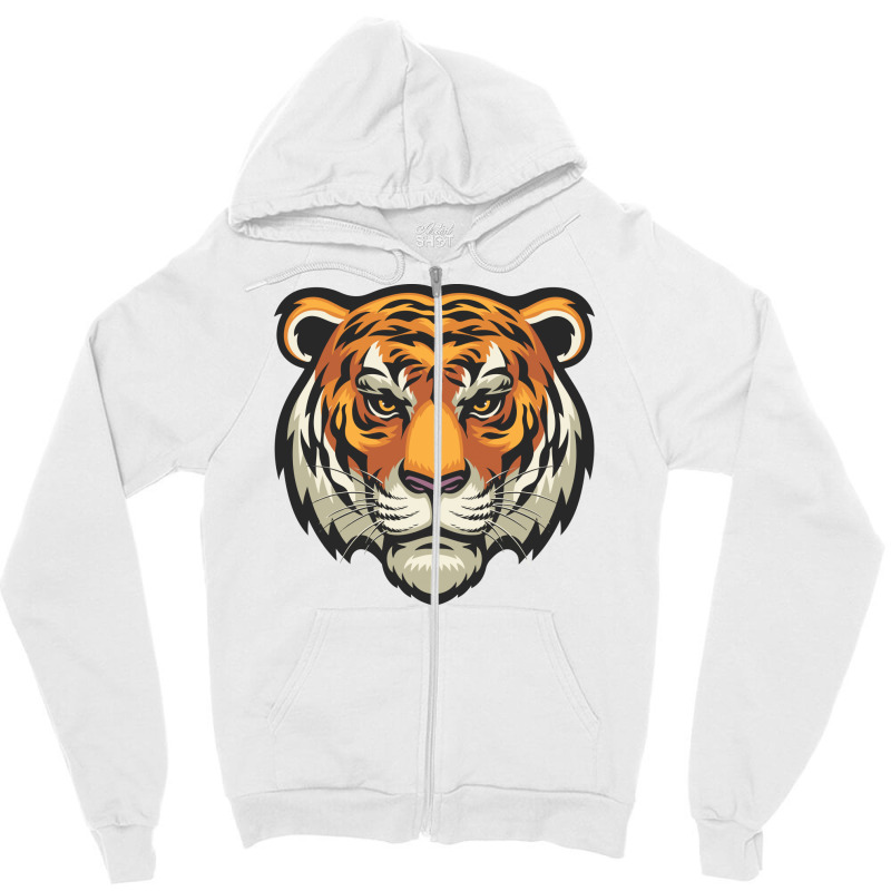 Tiger Head Vector Zipper Hoodie | Artistshot