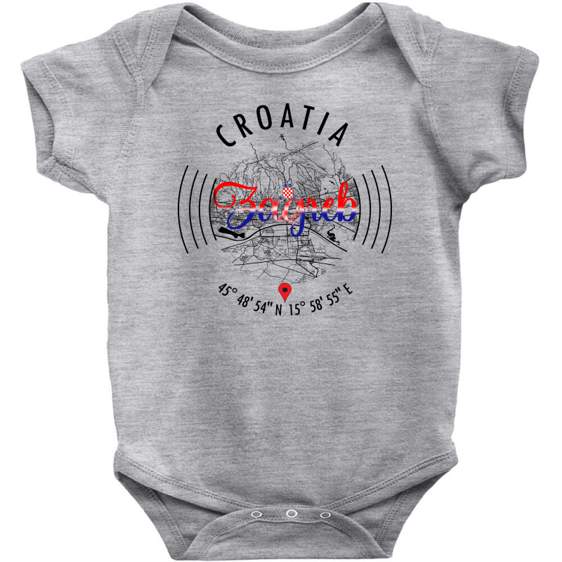 Zagreb Road Map Art - Earth Tones Baby Bodysuit | Artistshot