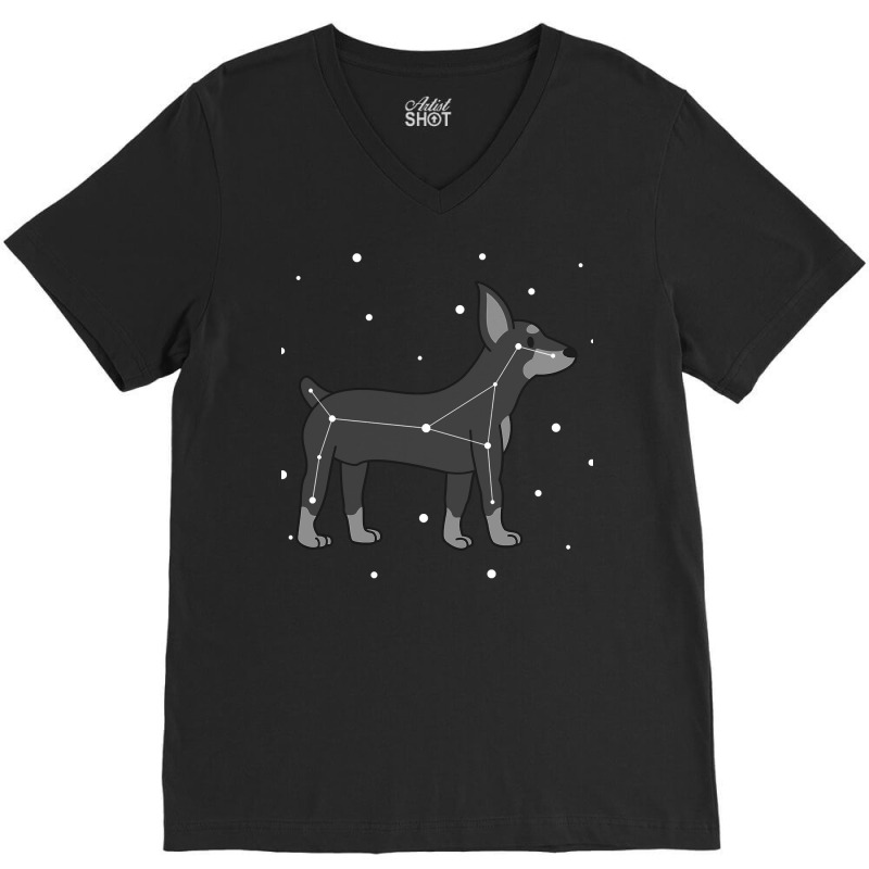 Dog Miniature Pinscher Constellation Puppy Animal V-neck Tee | Artistshot