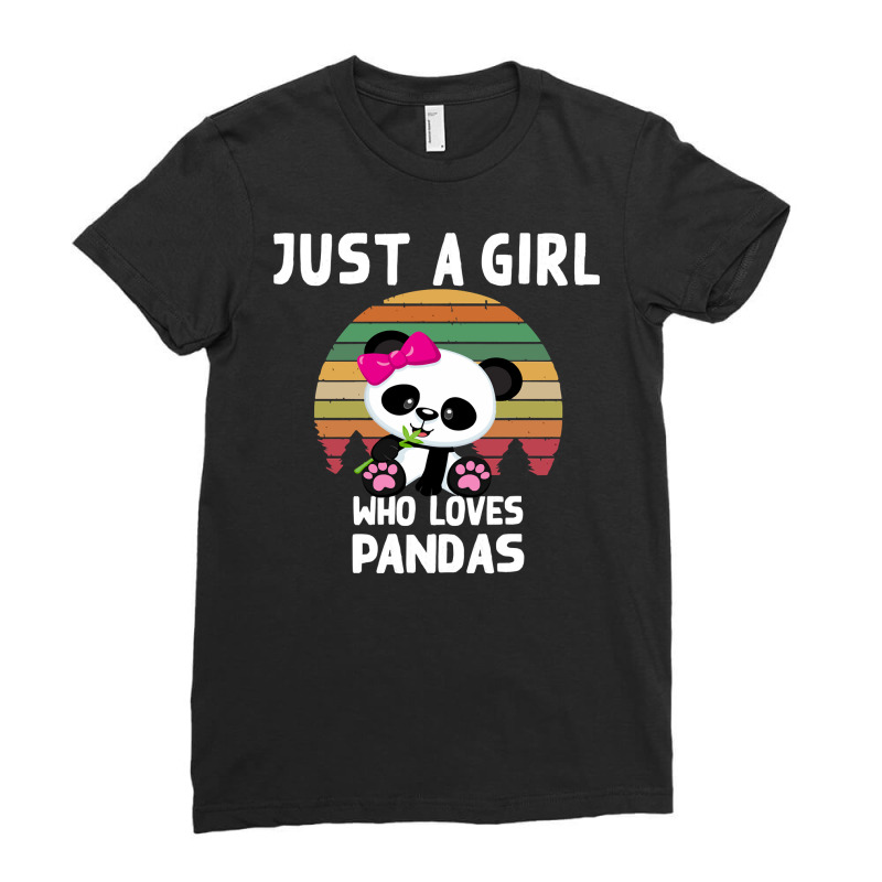 Bear Just A Girl Who Loves Pandas Gift Ladies Fitted T-Shirt by offensejuggler | Artistshot