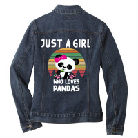 Bear Just A Girl Who Loves Pandas Gift Ladies Denim Jacket | Artistshot