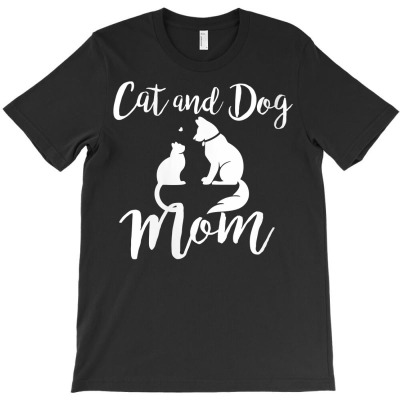 Womens Pets Animals Cats And Dogs Cat Mom Af Dog Dad Puppy V Neck T Sh T-shirt Designed By Carsynnbastardi1