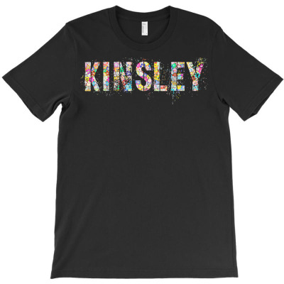 First Name Kinsley Flowery Girl Custom Flowers Birthday T Shirt T-shirt Designed By Nadiayadi