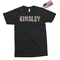 first name kinsley flowery girl custom flowers birthday t shirt Exclusive T-shirt | Artistshot