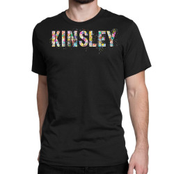 first name kinsley flowery girl custom flowers birthday t shirt Classic T-shirt | Artistshot