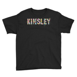 first name kinsley flowery girl custom flowers birthday t shirt Youth Tee | Artistshot