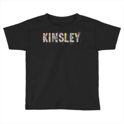 first name kinsley flowery girl custom flowers birthday t shirt Toddler T-shirt | Artistshot