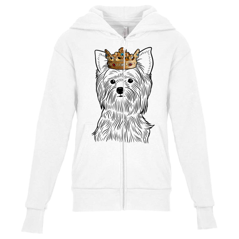 Yorkshire Terrier Dog Wearing Crown T Shirt Youth Zipper Hoodie by oluwafemimccullers | Artistshot