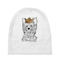 Yorkshire Terrier Dog Wearing Crown T Shirt Baby Beanies | Artistshot