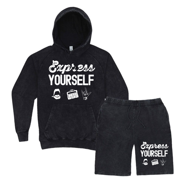 Express Yourself Advocate Slp Parent Aac Neurodiversity Vintage Hoodie And Short Set | Artistshot