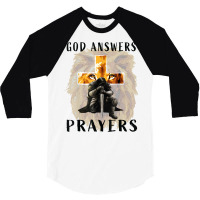 God Jesus Answers Prayers Warrior Men Christian Lion Graphic T Shirt 3/4 Sleeve Shirt | Artistshot