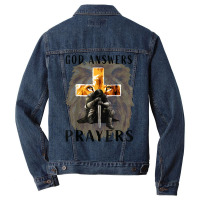 God Jesus Answers Prayers Warrior Men Christian Lion Graphic T Shirt Men Denim Jacket | Artistshot