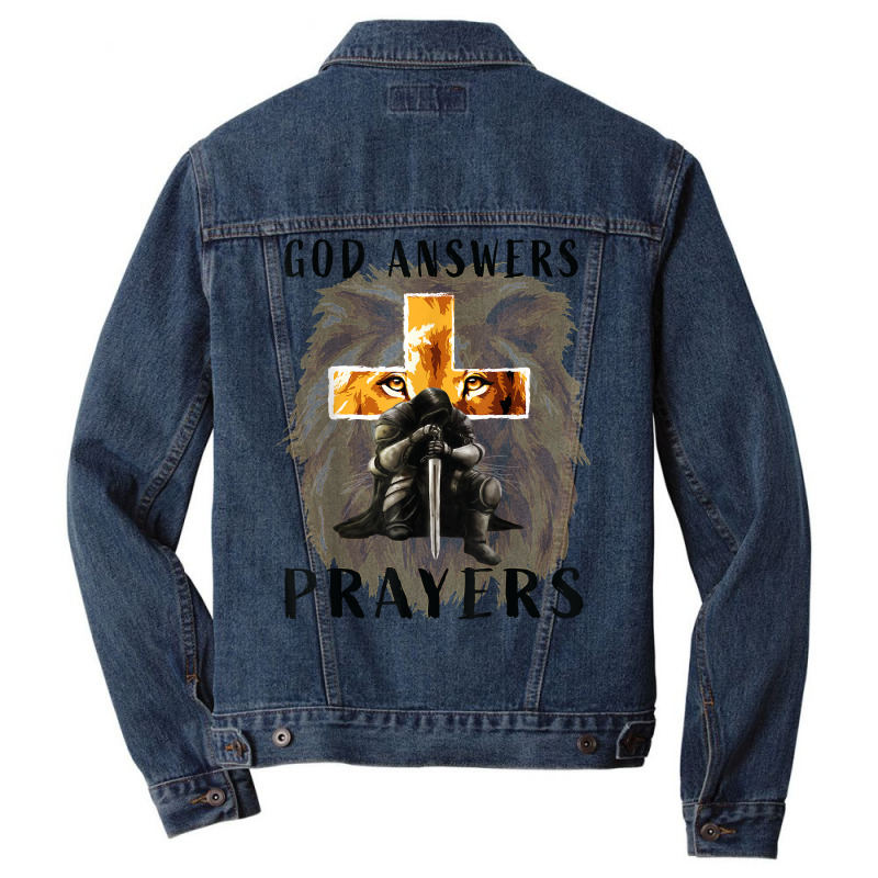 God Jesus Answers Prayers Warrior Men Christian Lion Graphic T Shirt Men Denim Jacket | Artistshot