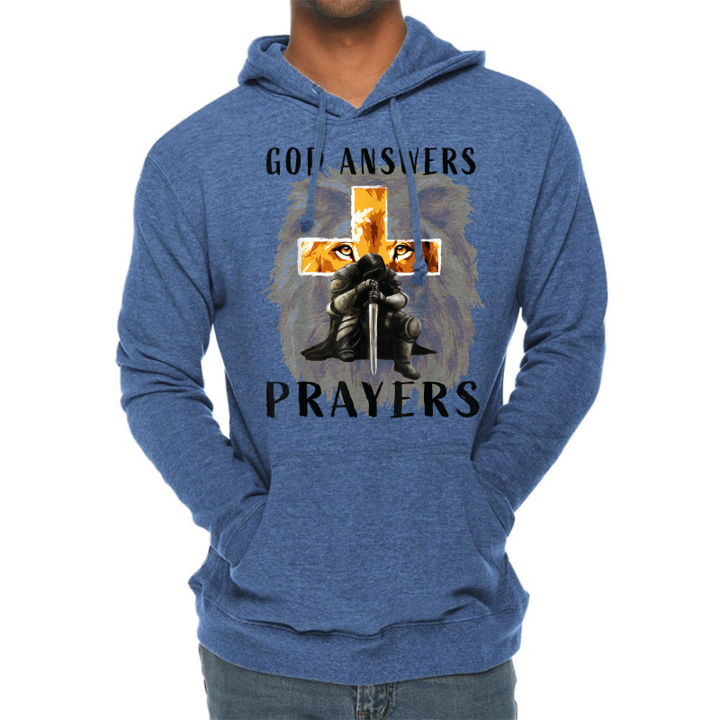 God Jesus Answers Prayers Warrior Men Christian Lion Graphic T Shirt Lightweight Hoodie | Artistshot