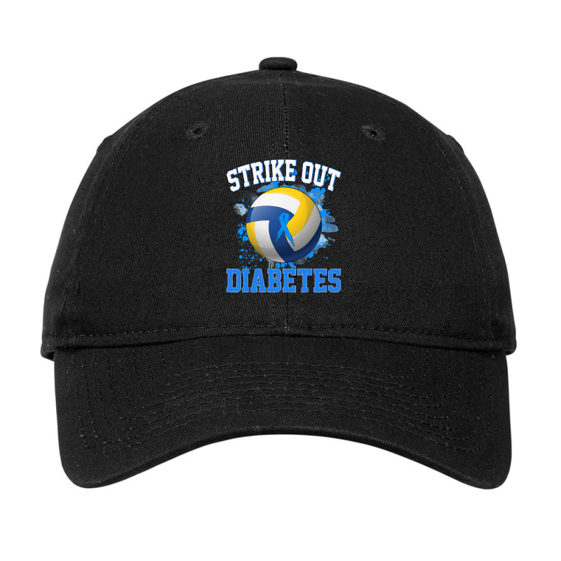 Volleyball Sport Lover Strike Out Diabetes Awareness Volleyball Fighte Adjustable Cap by offensejuggler | Artistshot