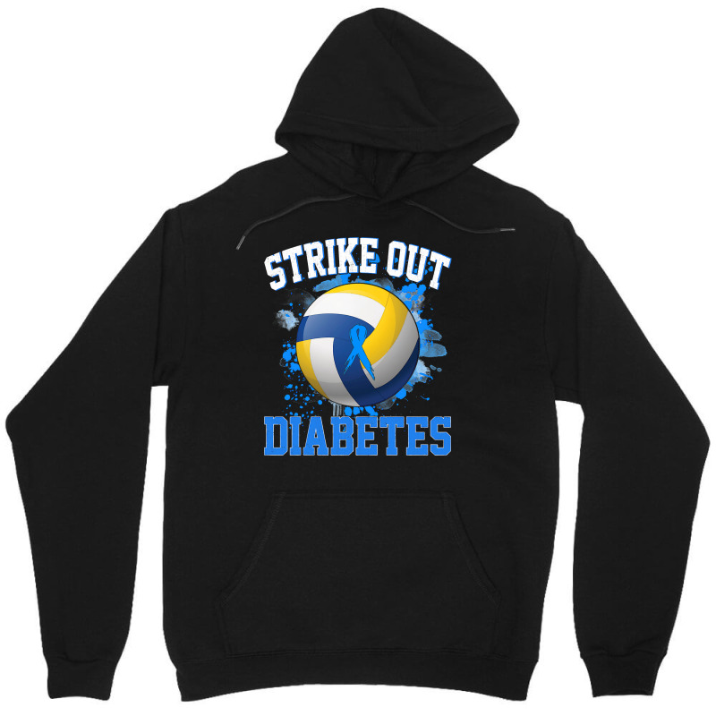 Volleyball Sport Lover Strike Out Diabetes Awareness Volleyball Fighte Unisex Hoodie by offensejuggler | Artistshot