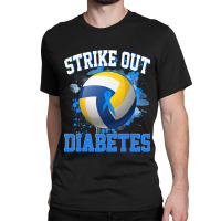 Volleyball Sport Lover Strike Out Diabetes Awareness Volleyball Fighte Classic T-shirt | Artistshot