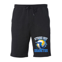 Volleyball Sport Lover Strike Out Diabetes Awareness Volleyball Fighte Fleece Short | Artistshot